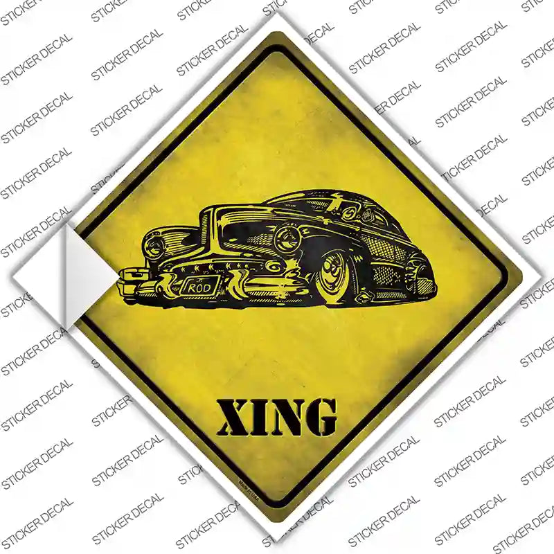 CX-230s-XL Classic Hot Rod Xing Novelty Diamond Sticker Decal - Extra Large