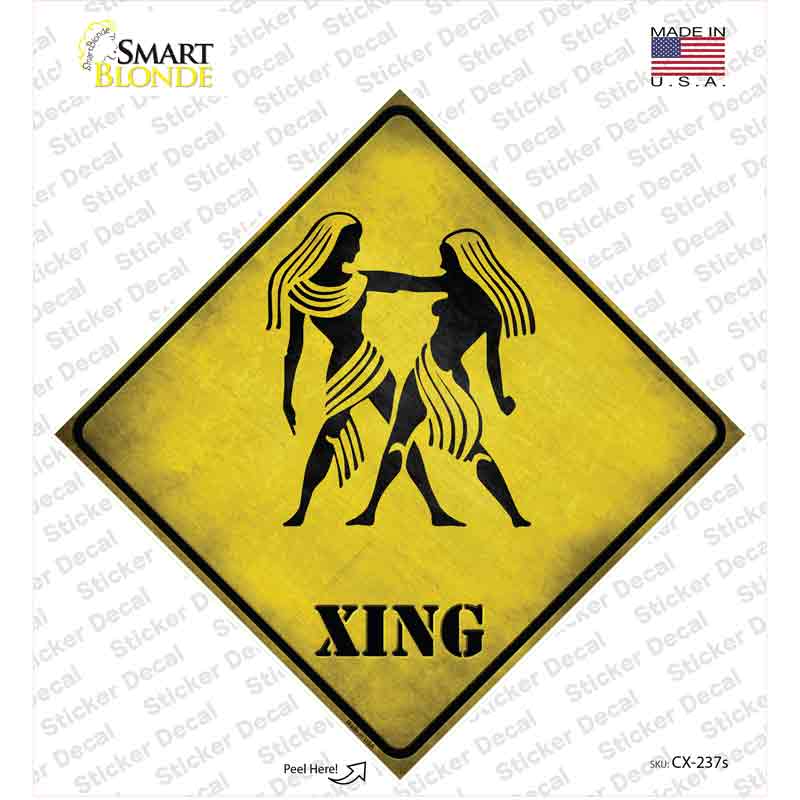 CX-237s-M Gemini Zodiac Animal Xing Novelty Diamond Sticker Decal - Medium