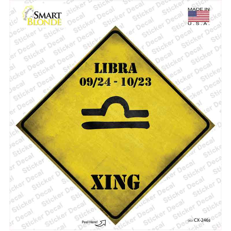 CX-246s-M Libra Zodiac Symbol Xing Novelty Diamond Sticker Decal - Medium