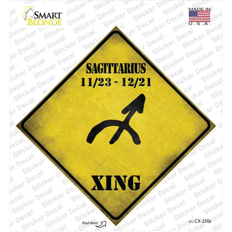CX-250s-M Sagittarius Zodiac Symbol Xing Novelty Diamond Sticker Decal - Medium