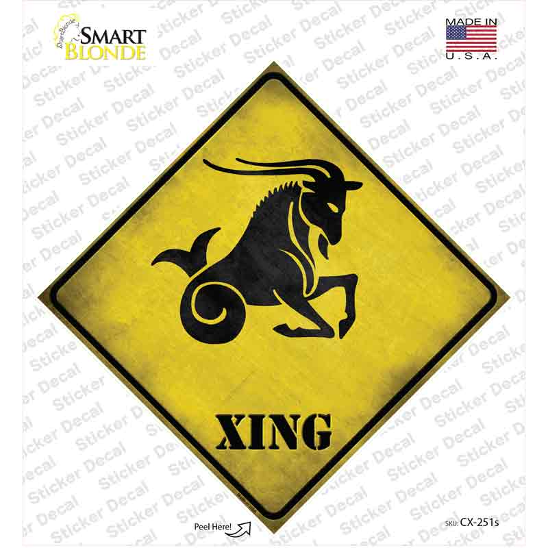 CX-251s-M Capricorn Zodiac Animal Xing Novelty Diamond Sticker Decal - Medium