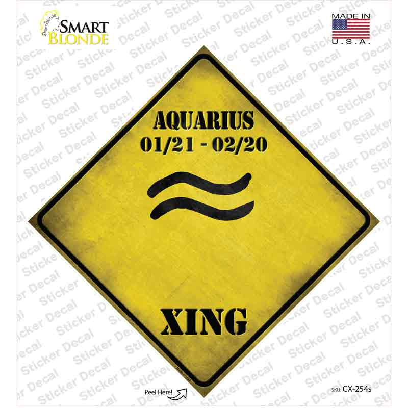 CX-254s-M Aquarius Zodiac Symbol Xing Novelty Diamond Sticker Decal - Medium