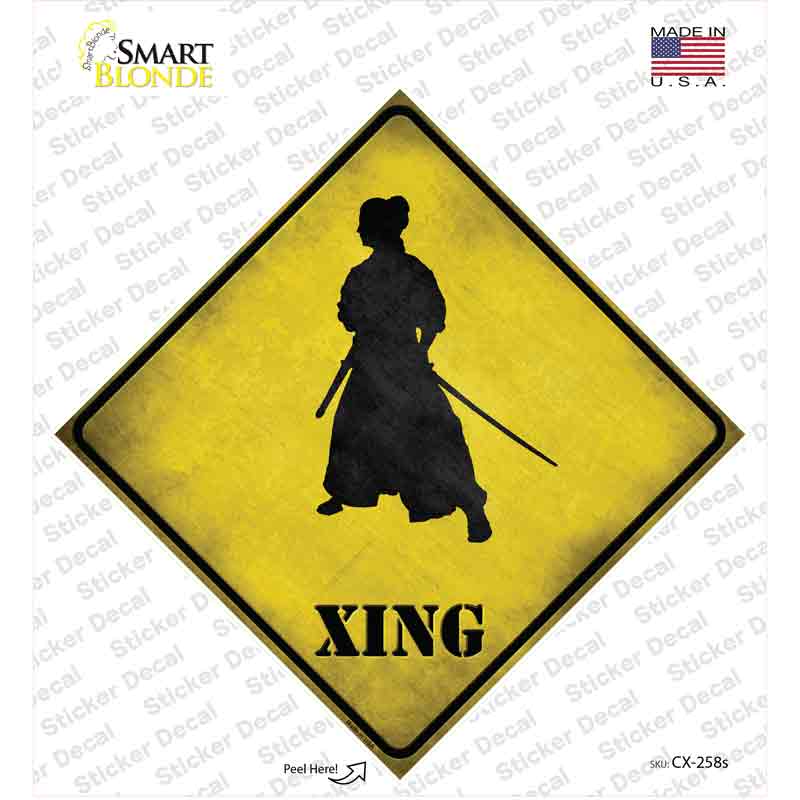 CX-258s-M Samurai Standing Alone Xing Novelty Diamond Sticker Decal - Medium