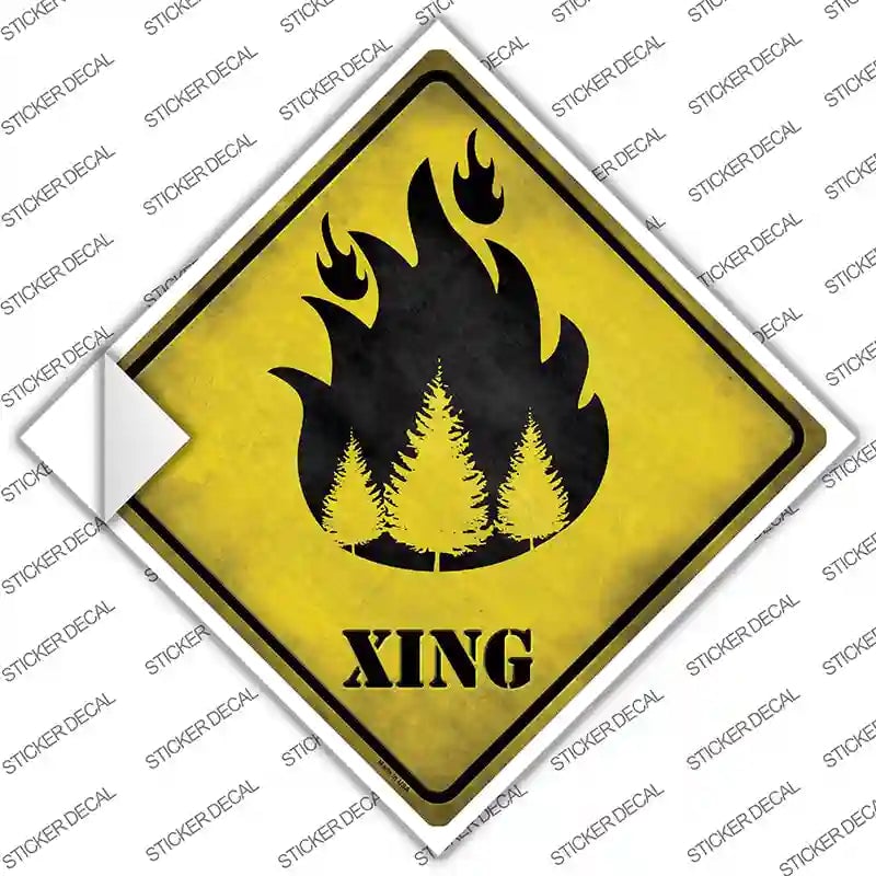 CX-318s-S Forest Fire Xing Novelty Diamond Sticker Decal - Small
