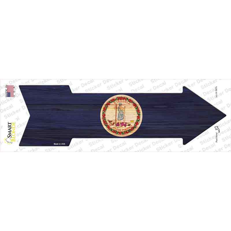 A-567s-M Virginia State Flag Novelty Arrow Sticker Decal - Medium