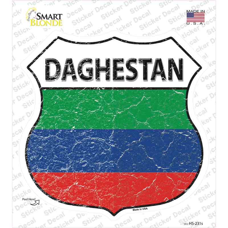 HS-231s-M Dagestan Flag Novelty Highway Shield Sticker Decal - Medium