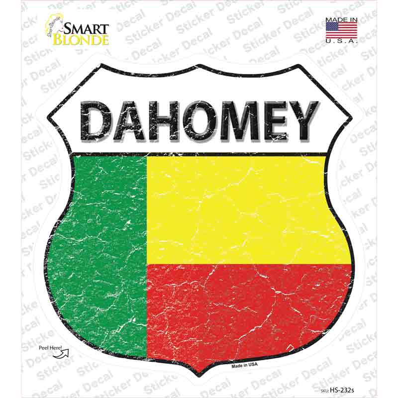 HS-232s-M Dahomey Flag Novelty Highway Shield Sticker Decal - Medium