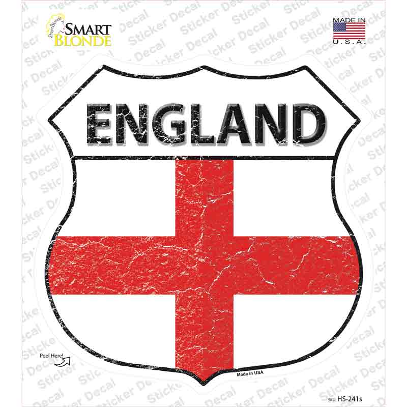 HS-241s-M England Flag Novelty Highway Shield Sticker Decal - Medium