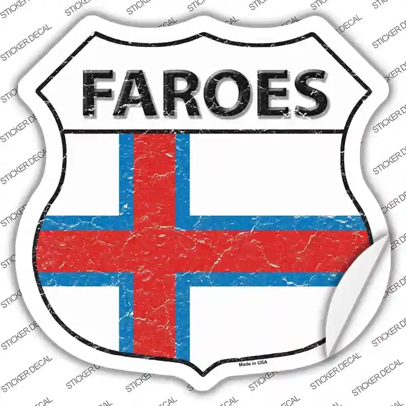 HS-247s-L Faroes Flag Novelty Highway Shield Sticker Decal - Large