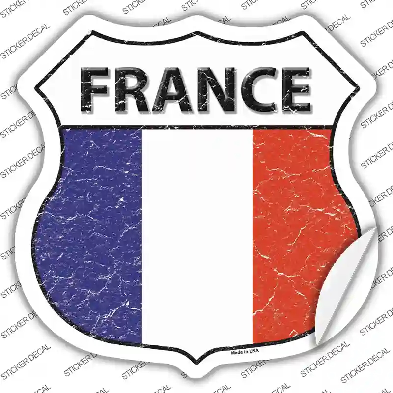 HS-250s-S France Flag Novelty Highway Shield Sticker Decal - Small