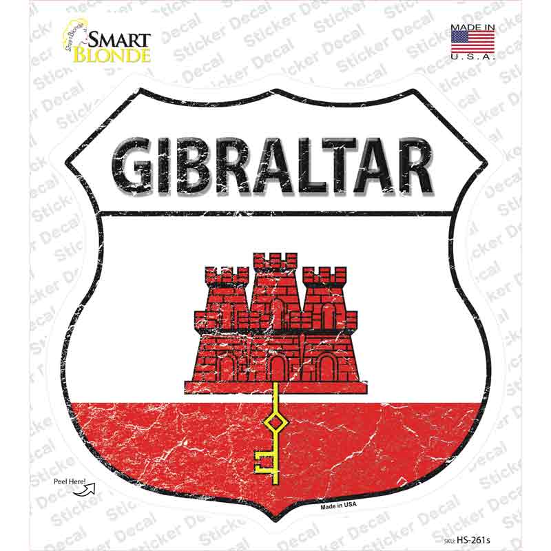 HS-261s-M Gibraltar Flag Novelty Highway Shield Sticker Decal - Medium