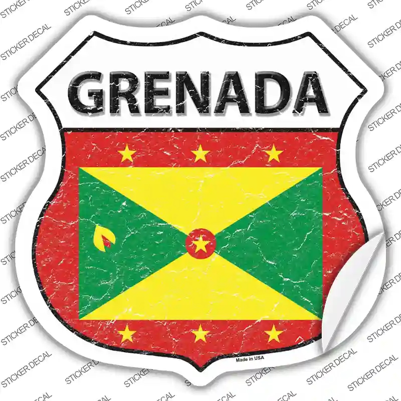 HS-264s-L Grenada Flag Novelty Highway Shield Sticker Decal - Large