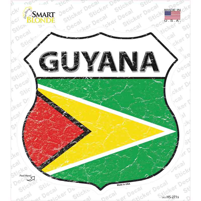 HS-271s-M Guyana Flag Novelty Highway Shield Sticker Decal - Medium