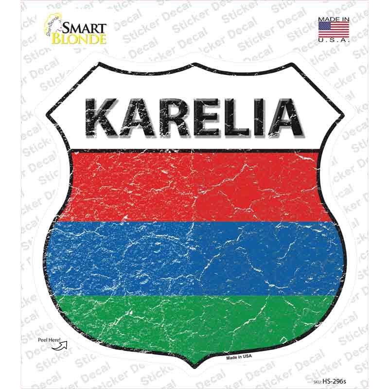 HS-296s-M Karelia Flag Novelty Highway Shield Sticker Decal - Medium