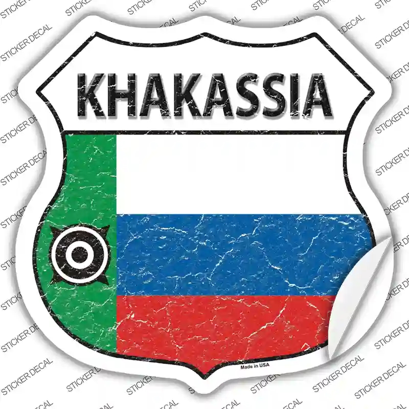 HS-299s-L Khakassia Flag Novelty Highway Shield Sticker Decal - Large