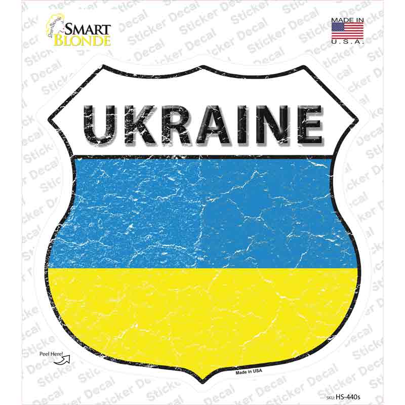 HS-440s-M Ukraine Flag Novelty Highway Shield Sticker Decal - Medium