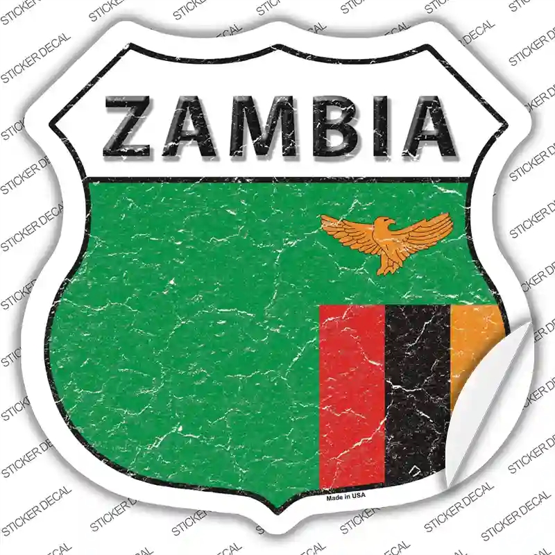HS-460s-XL Zambia Flag Novelty Highway Shield Sticker Decal - Extra Large
