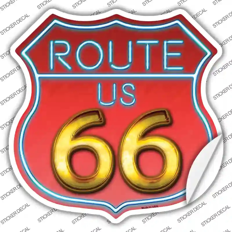HS-494s-S Route 66 Neon Novelty Highway Shield Sticker Decal - Small