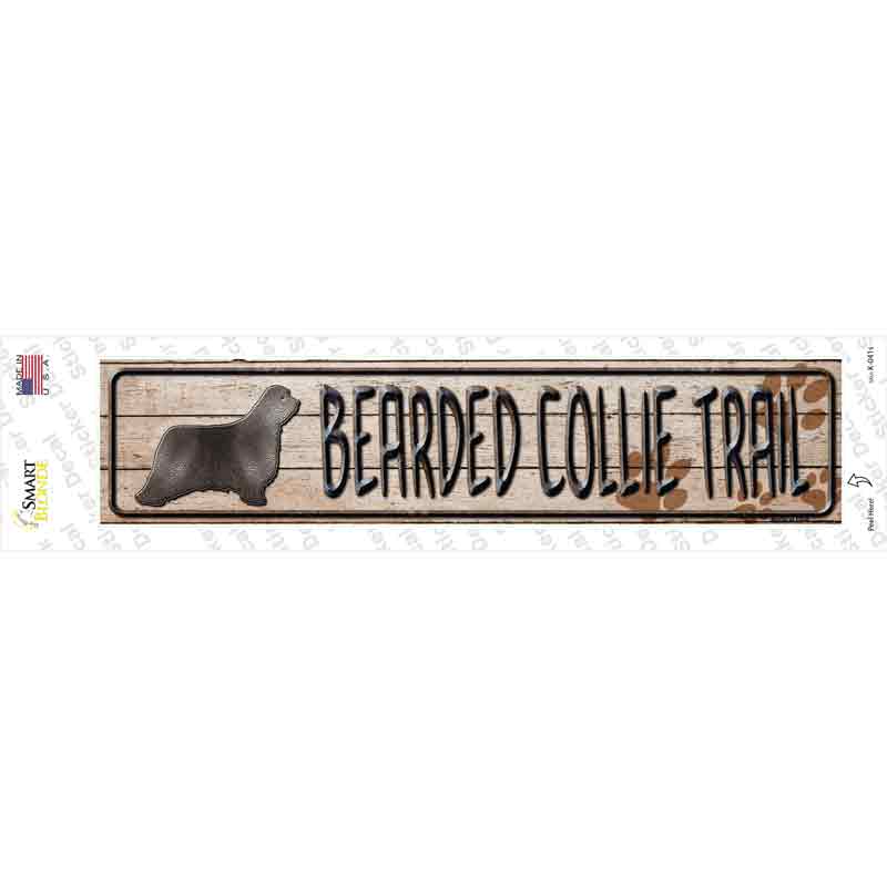 K-041s-M Bearded Collie Trail Novelty Narrow Sticker Decal - Medium