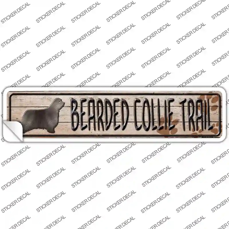 K-041s-S Bearded Collie Trail Novelty Narrow Sticker Decal - Small