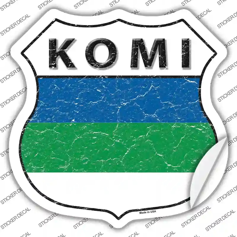 HS-301s-L Komi Flag Novelty Highway Shield Sticker Decal - Large