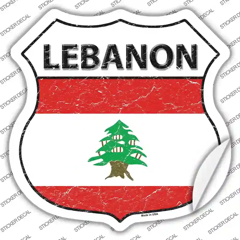 HS-309s-L Lebanon Flag Novelty Highway Shield Sticker Decal - Large