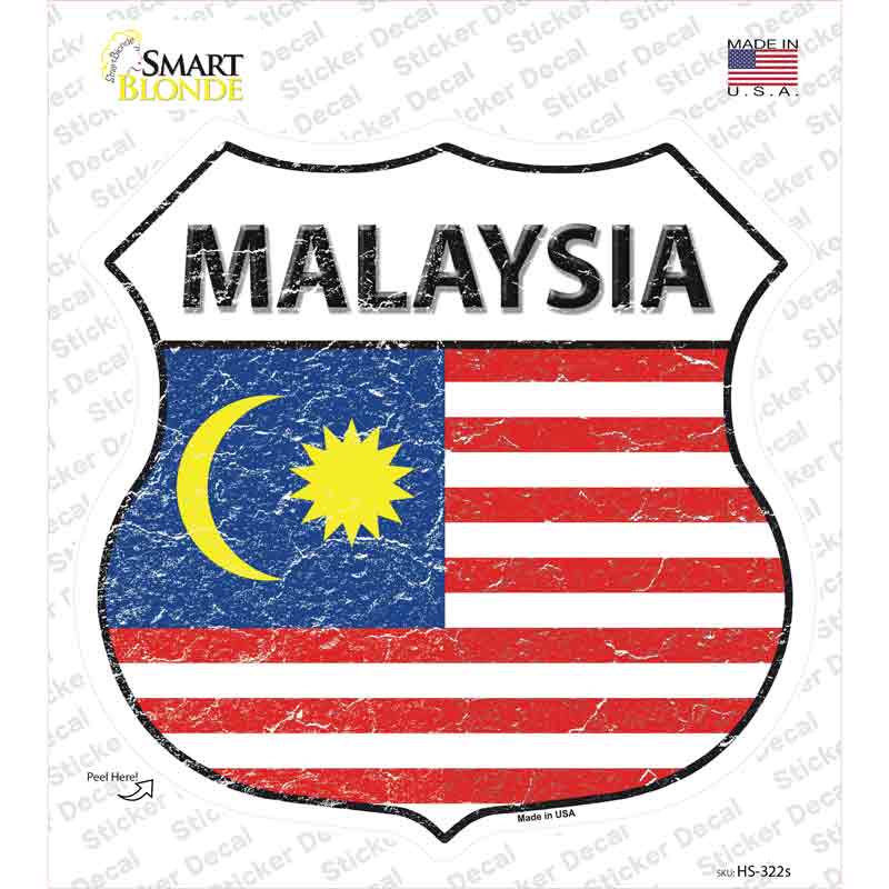 HS-322s-M Malaysia Flag Novelty Highway Shield Sticker Decal - Medium