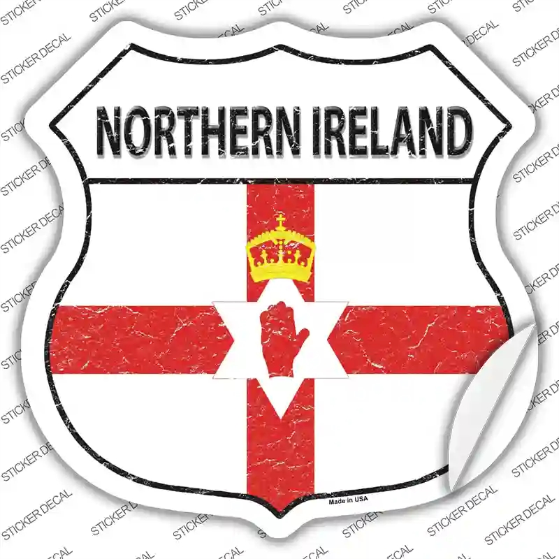 HS-357s-S Northern Ireland Flag Novelty Highway Shield Sticker Decal - Small