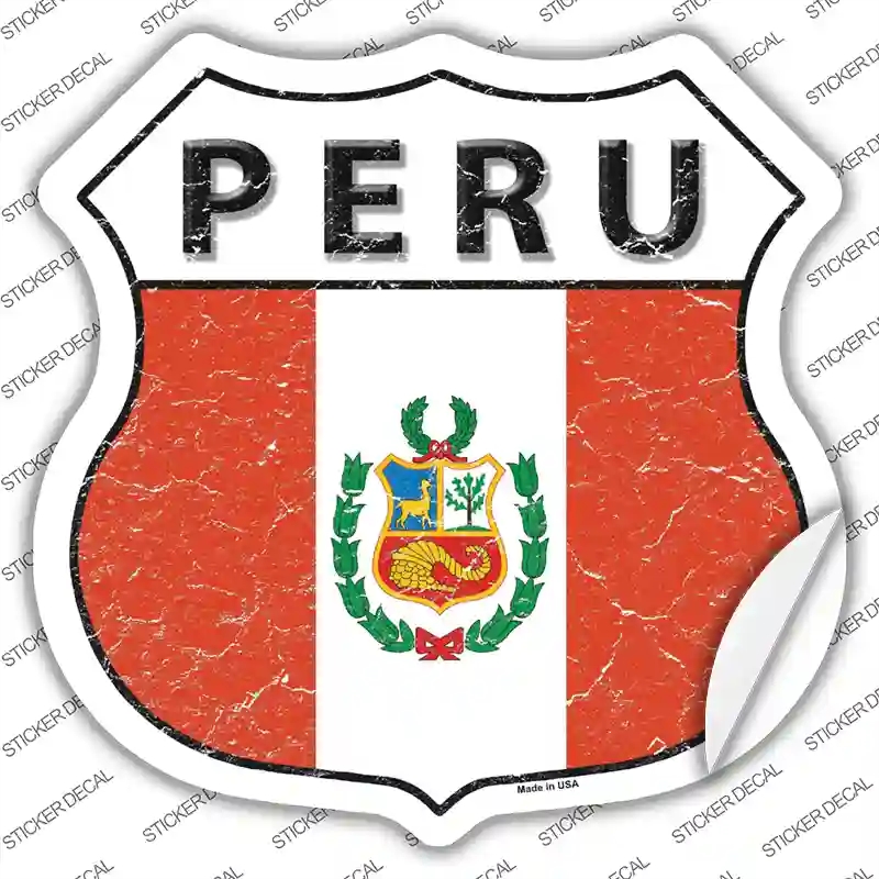 HS-369s-XL Peru Flag Novelty Highway Shield Sticker Decal - Extra Large