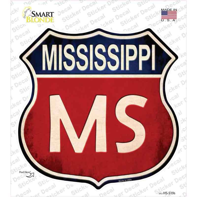 HS-519s-M Mississippi Novelty Highway Shield Sticker Decal - Medium