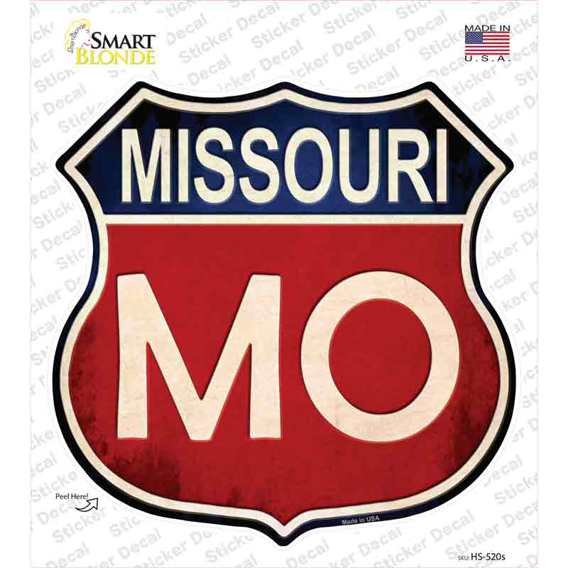 HS-520s-M Missouri Novelty Highway Shield Sticker Decal - Medium