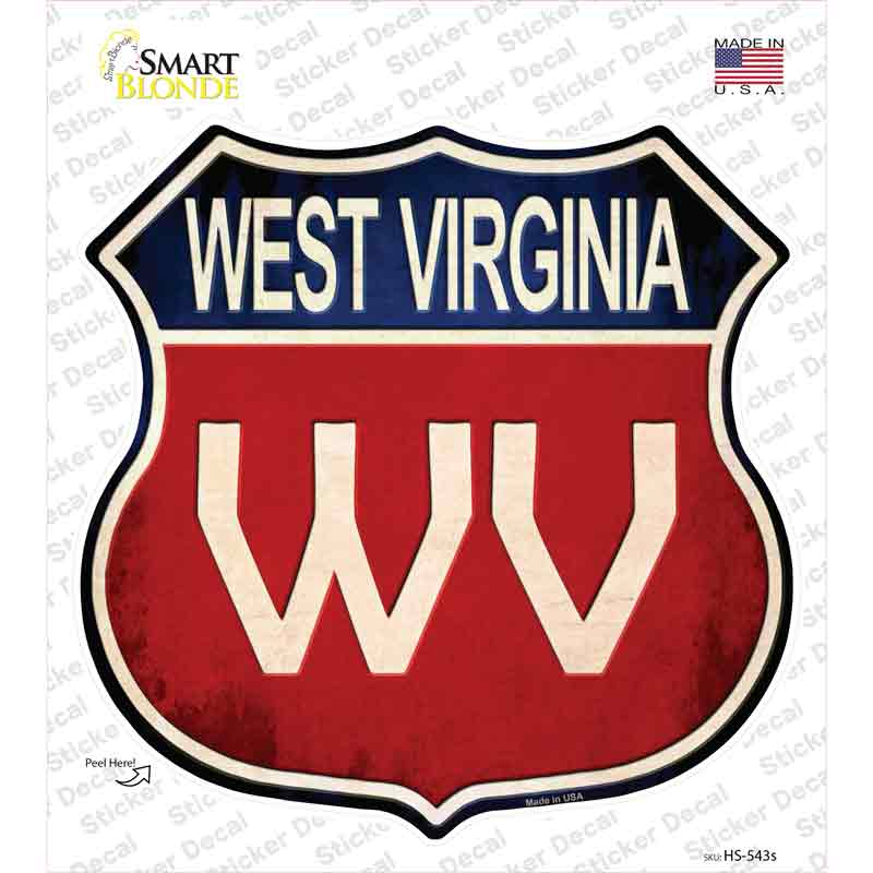 HS-543s-M West Virginia Novelty Highway Shield Sticker Decal - Medium