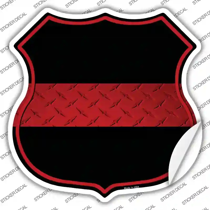 HS-547s-L Thin Red Line Novelty Highway Shield Sticker Decal - Large