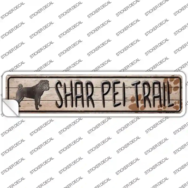K-085s-S Shar Pei Trail Novelty Narrow Sticker Decal - Small