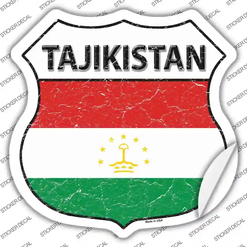 HS-418s-S Tajikistan Flag Novelty Highway Shield Sticker Decal - Small