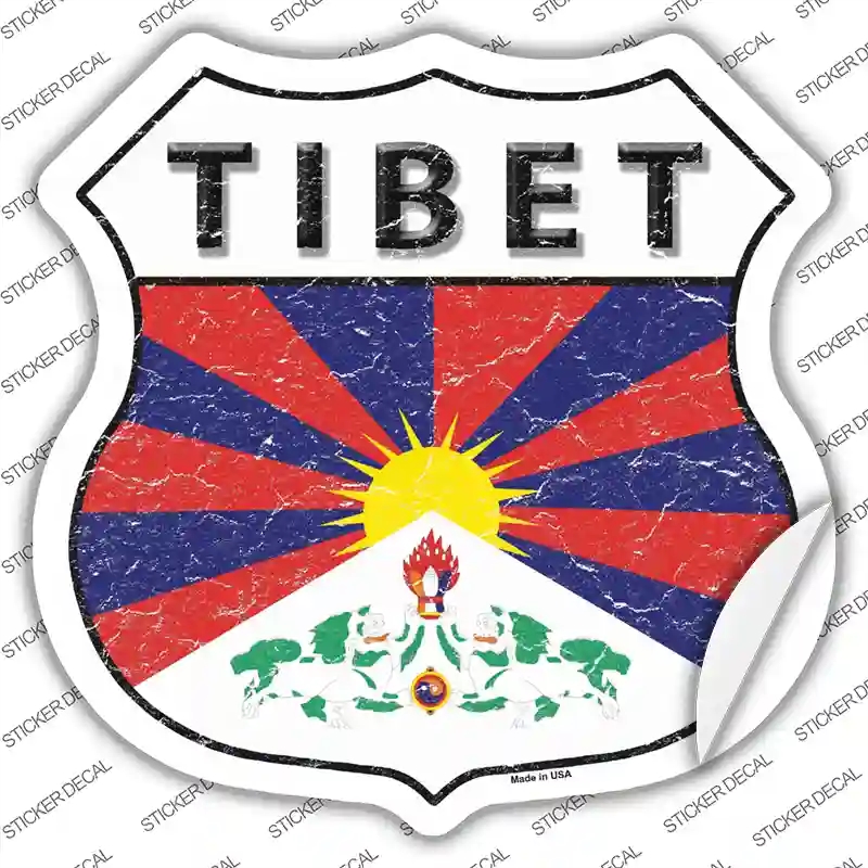 HS-422s-S Tibet Flag Novelty Highway Shield Sticker Decal - Small