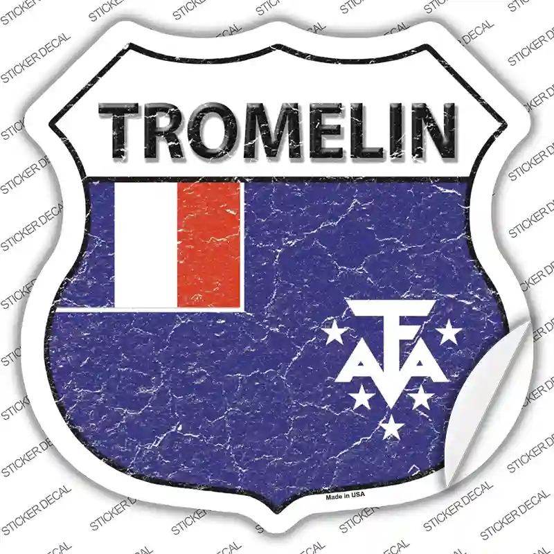 HS-431s-S Tromelin Flag Novelty Highway Shield Sticker Decal - Small
