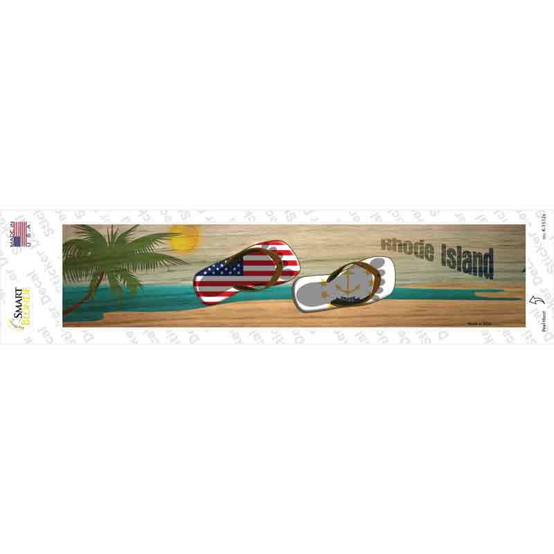 K-1512s-M Rhode Island & US Flag Novelty Narrow Sticker Decal - Medium