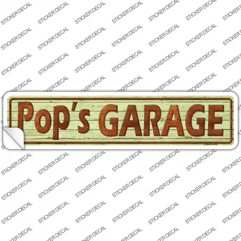 K-406s-L Pops Garage Novelty Narrow Sticker Decal - Large