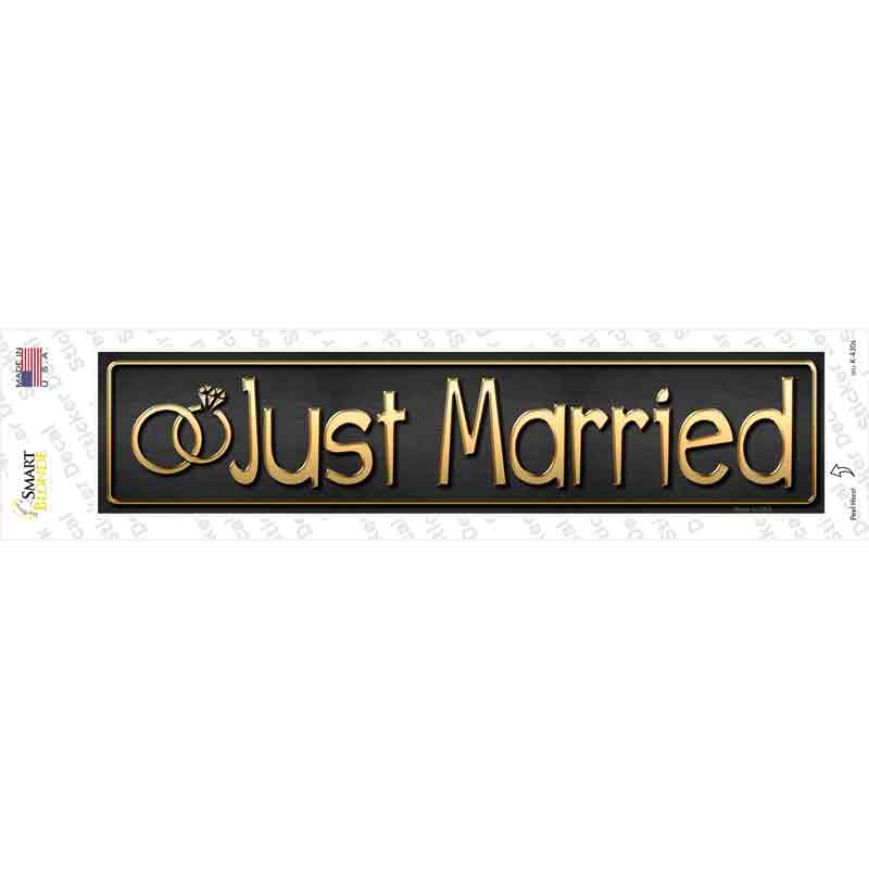 K-430s-M Just Married Novelty Narrow Sticker Decal - Medium