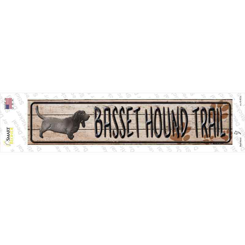 K-453s-M Basset Hound Trail Novelty Narrow Sticker Decal - Medium