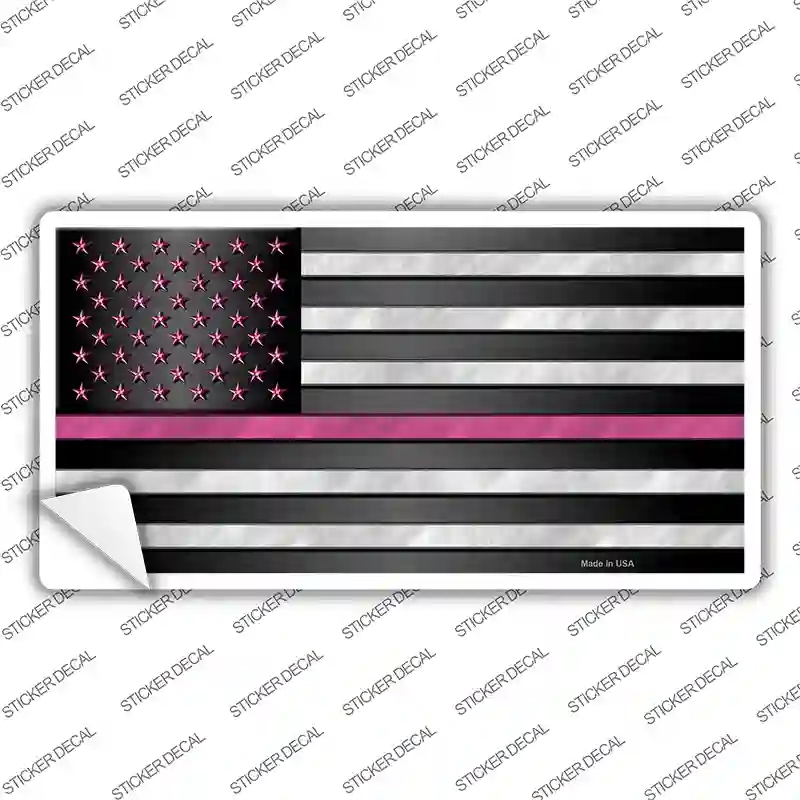 LP-11313s-S Thin Pink Line with Pink Stars Novelty Sticker Decal - Small