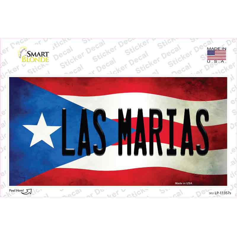 LP-11357s-M Las Marias Puerto Rico Flag Novelty Sticker Decal - Medium
