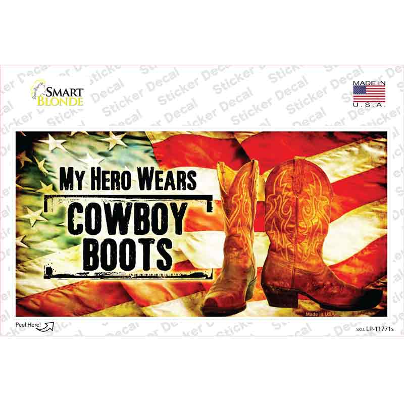LP-11771s-M My Hero Wears Cowboy Boots Novelty Sticker Decal - Medium