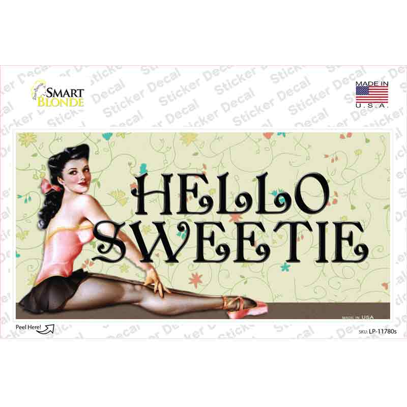 LP-11780s-M Hello Sweetie Vine Pinup Novelty Sticker Decal - Medium