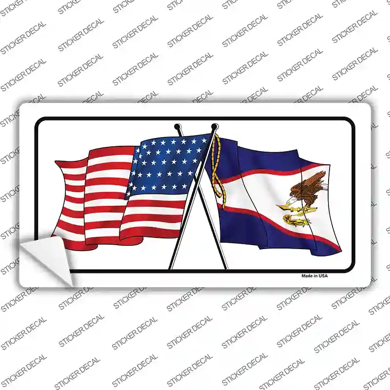 LP-13807s-S American Samoa USA Crossed Flags Novelty Sticker Decal - Small