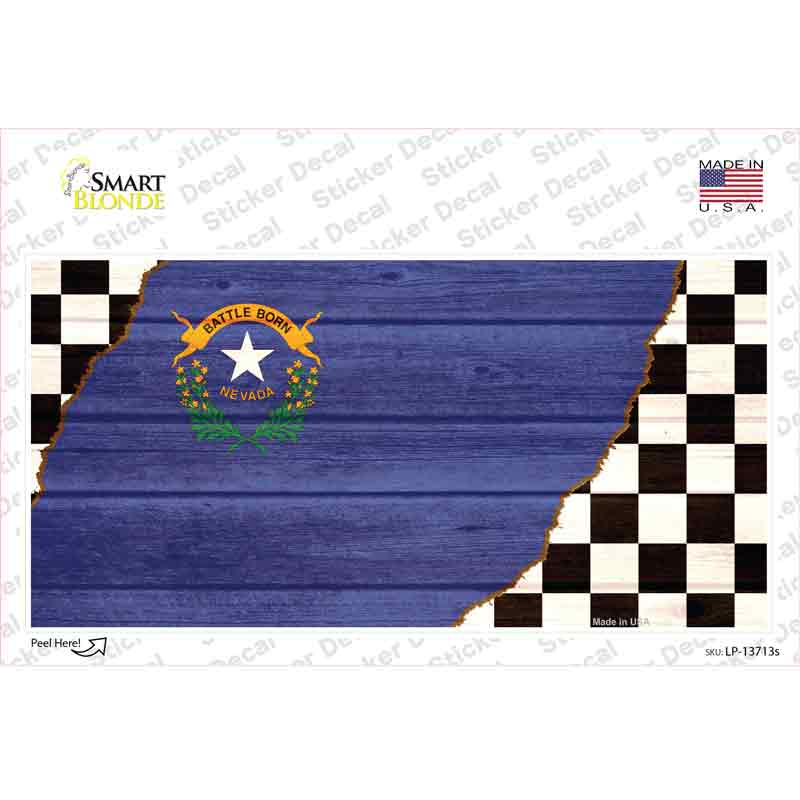 LP-13713s-M Nevada Racing Flag Novelty Sticker Decal - Medium