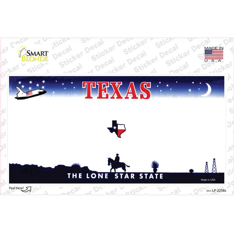 LP-2258s-M Texas State Blank Novelty Sticker Decal - Medium