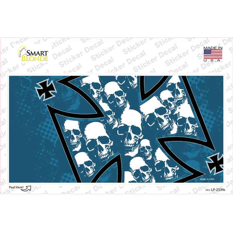 LP-2334s-M Maltese Cross Skulls Novelty Sticker Decal - Medium