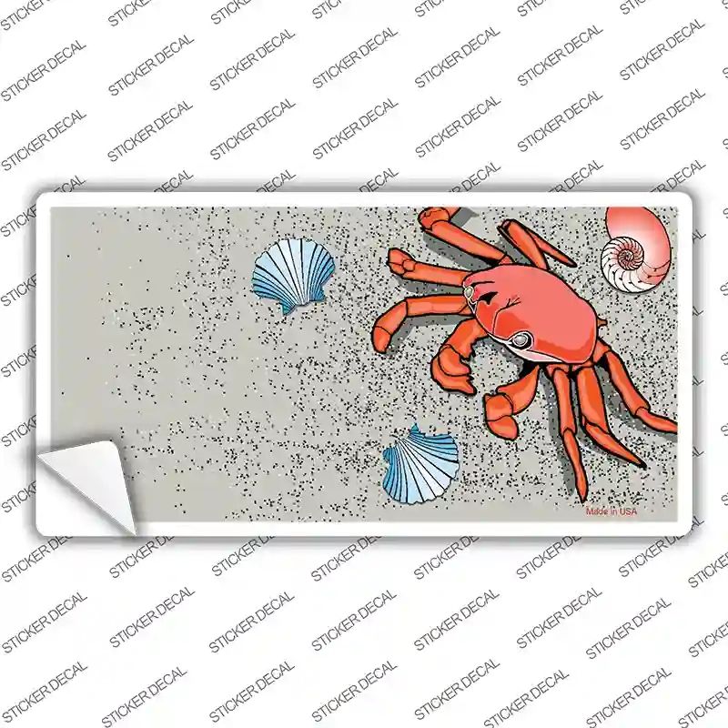 LP-2373s-S Crab & Seashells Novelty Sticker Decal - Small